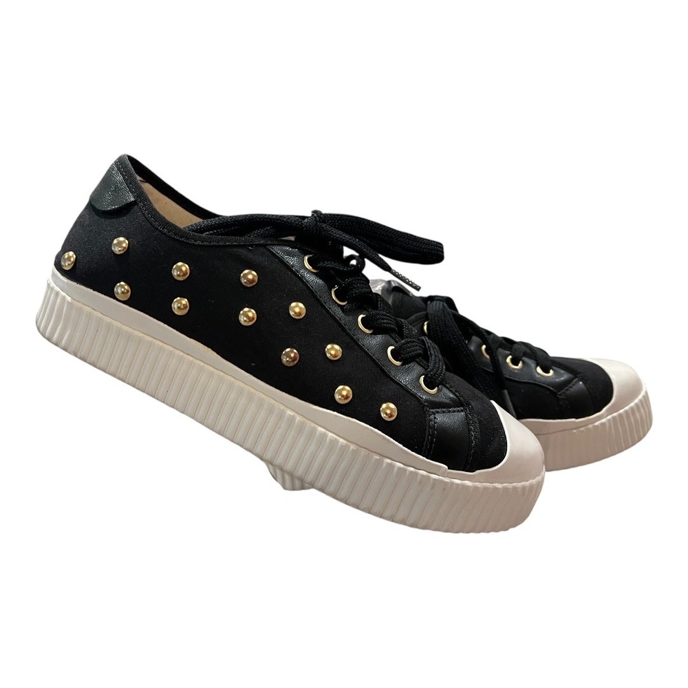 Go-Getter Studded Platform‎ Sneakers Black Gold Studs Women's Size 7.5M